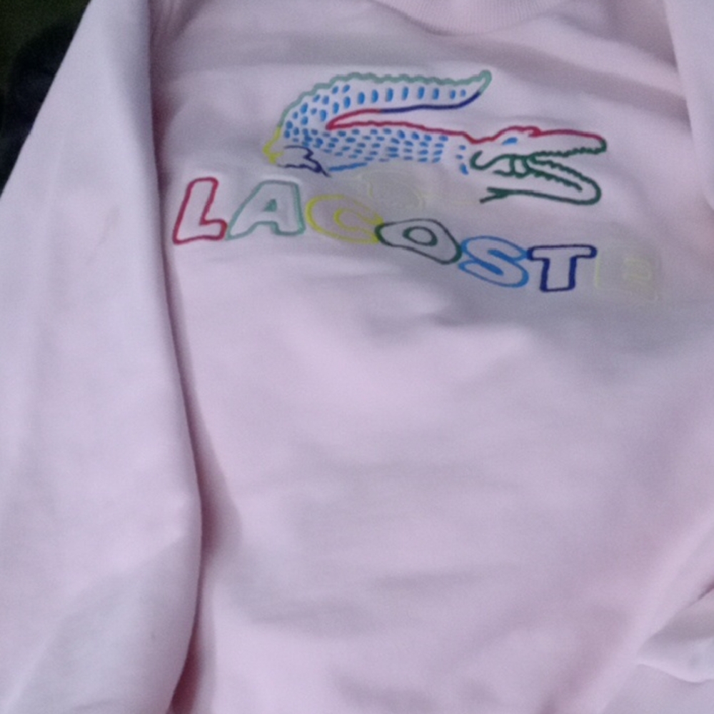 Lacoste Girls Light Pink Sweatshirt with Colorful Logo